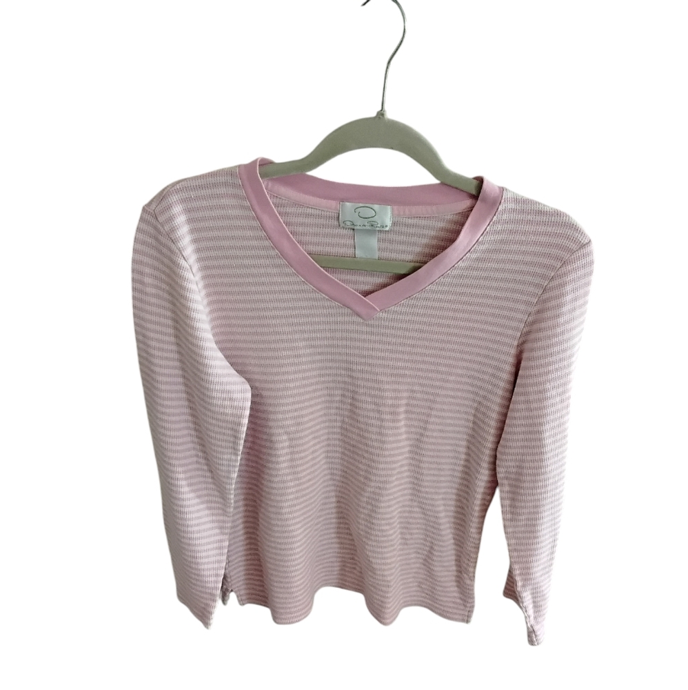 Oscar de la Renta Top Womens Medium Preppy Quiet Luxury Casual Comfy Classic